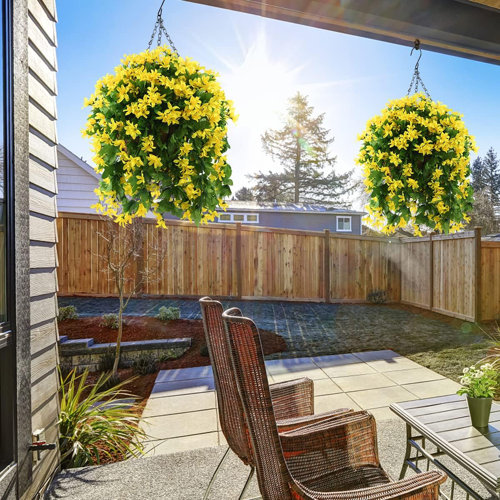 Primrue Espinosa Silk Hanging Basket Arrangement in Basket Wayfair